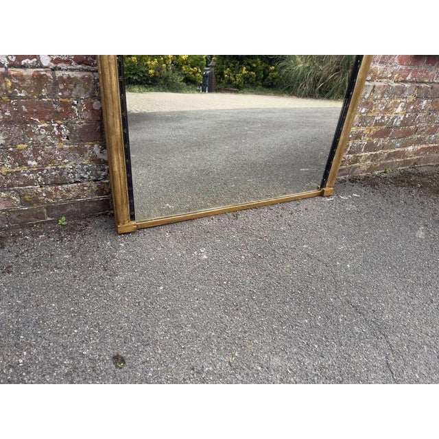 Antique English Carved Wood and Gesso Arched Top Gilt Overmantle Mirror For Sale - Image 3 of 7