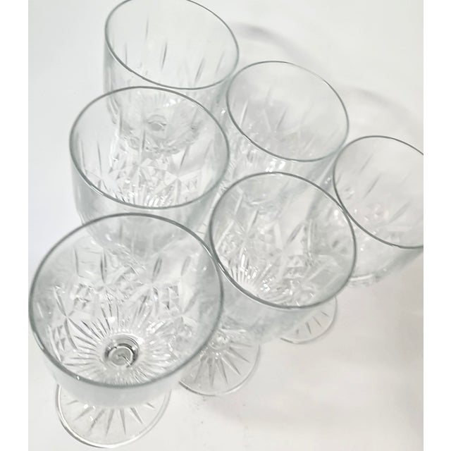 Glass Vintage Art Nouveau Cut Glass Goblets - Set of Six For Sale - Image 7 of 11