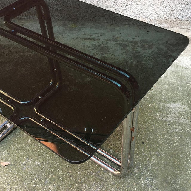 Mid-Century Modern Italian Chrome Dining Table with Smoked Top, 1970s For Sale - Image 6 of 16