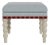 Bunny Williams Home Red Tape Stool in Sky Performance Linen with Antique Brass Nailheads and Alpine Legs For Sale