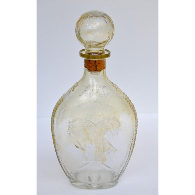 1960s Mid-20th Century American Blown Glass Flasks Decanter Bottles Friendship Horn of Plenty Blue Amber - Set of 3 For Sale - Image 5 of 18