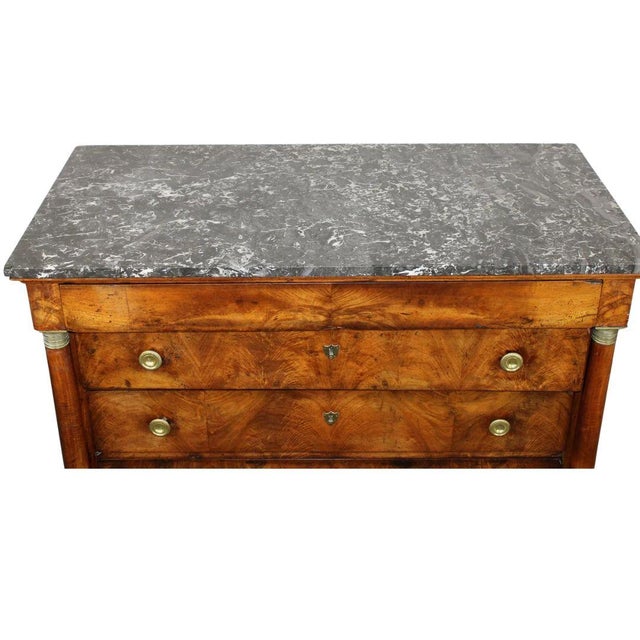 French Empire Commode: Burled Walnut With Marble Top For Sale In Birmingham - Image 6 of 8