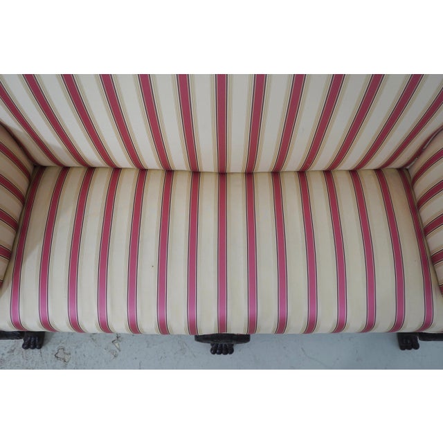 Vintage Upholstered Georgian Style Rolled Arm 6 Leg Loveseat For Sale - Image 16 of 18