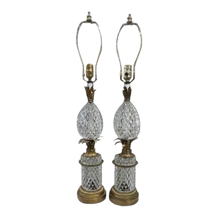 Pair of 19th Century French Baccarat Crystal and Gilt Bronze Pineapple ...