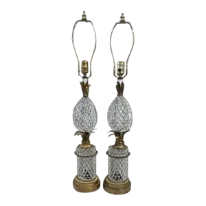Pair of 19th Century French Baccarat Crystal and Gilt Bronze Pineapple Lamps