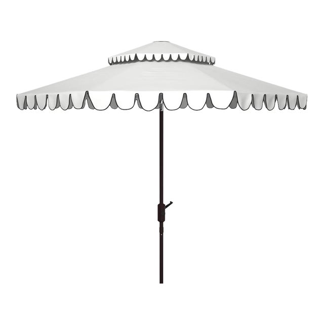 Venice 9 Ft Double Top Umbrella - Ivory/Black For Sale