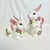 This is a set of adorable Bunny Creamer and Sugar Bowl Set finished in a high gloss Majolica. It’s in the Trompe L’Oeil...