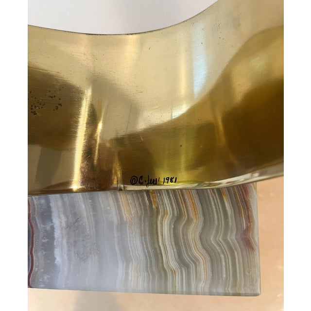Brass 1981 the Flame by Curtis Jere, Brass & Onyx Sculpture For Sale - Image 8 of 8