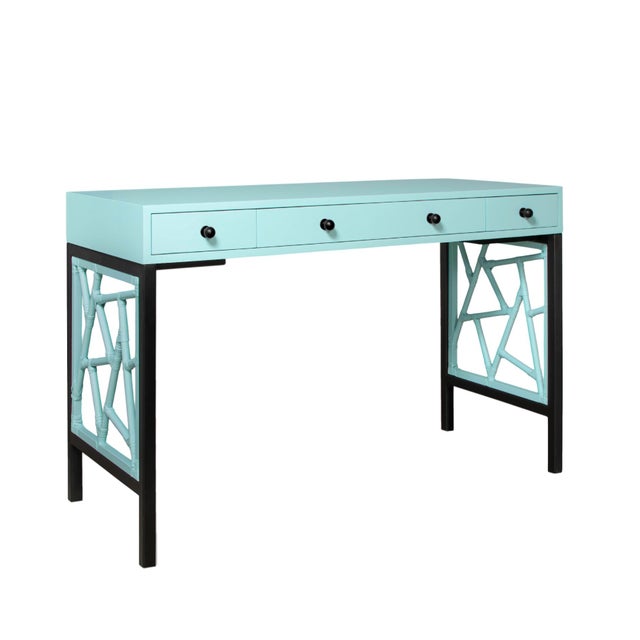 Tiffany Writing Desk - Turquoise For Sale - Image 9 of 9