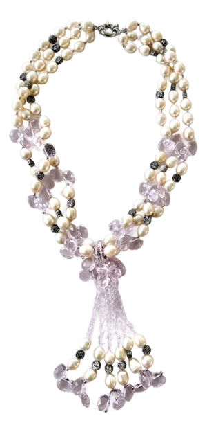 Freshwater Peatland Pink Crystal Beaded Necklace