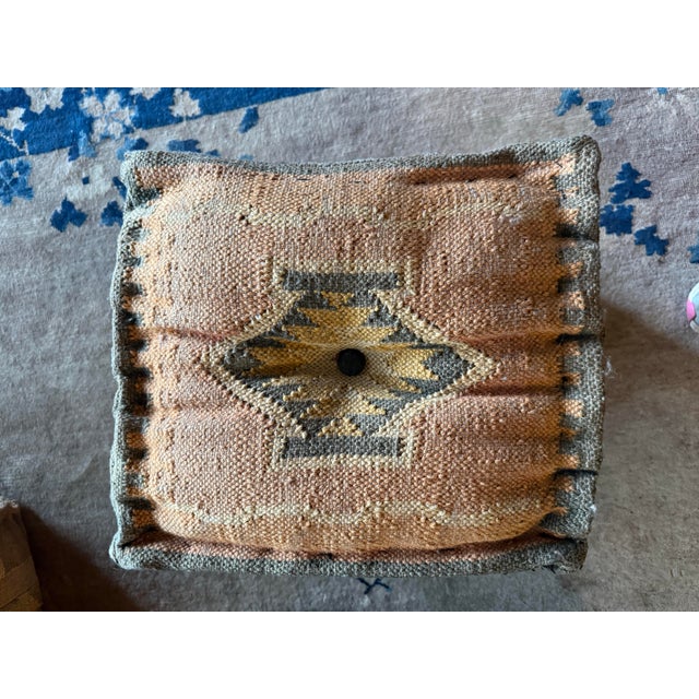 1960s Bohemian Vintage Kilim Cube Stool Pair in the Style of George Smith For Sale - Image 5 of 12