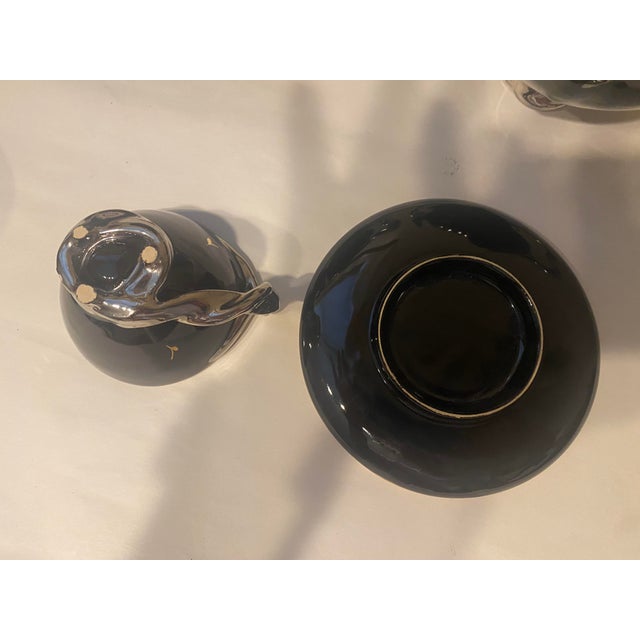 Italian Vintage Black and Gold Demitasse Set For Sale - Image 3 of 6