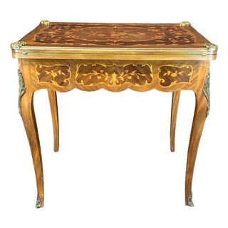 French Marquetry Belle Epoque Game Table For Sale