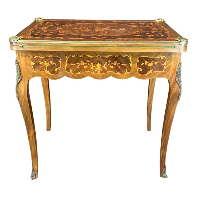 French Marquetry Belle Epoque Game Table For Sale