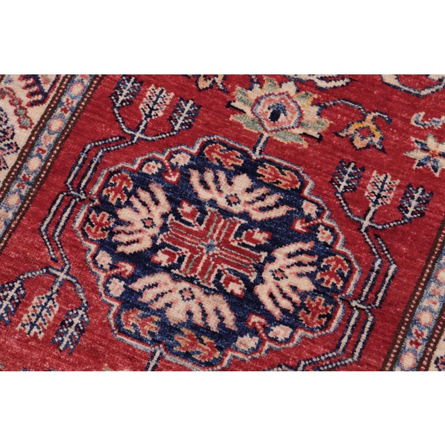 Bohemian Super Kazak Red/Beige Wool Rug- 2'8'' X 4'5'' For Sale - Image 4 of 10