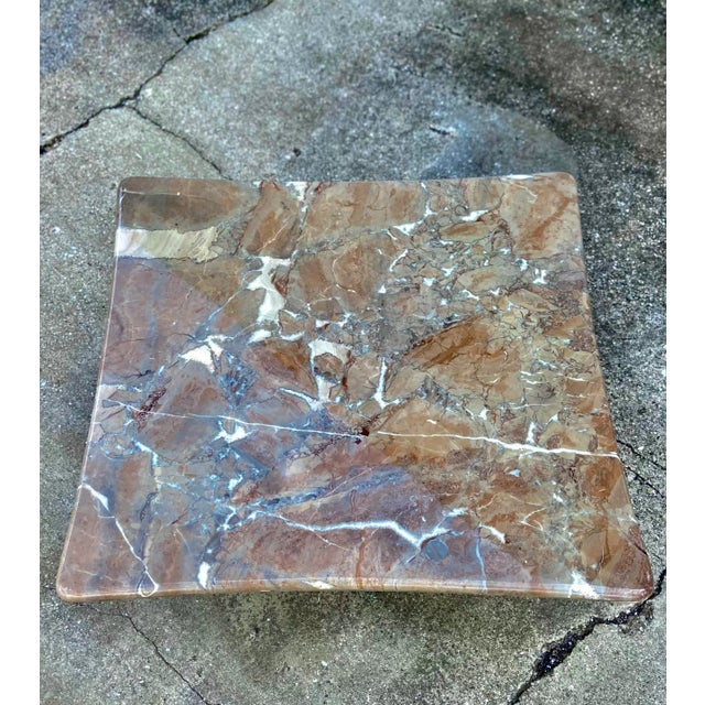 Modern Italian Style Marble Curved Edge Square Coffee Table With Curved Pedestal Base For Sale - Image 3 of 13