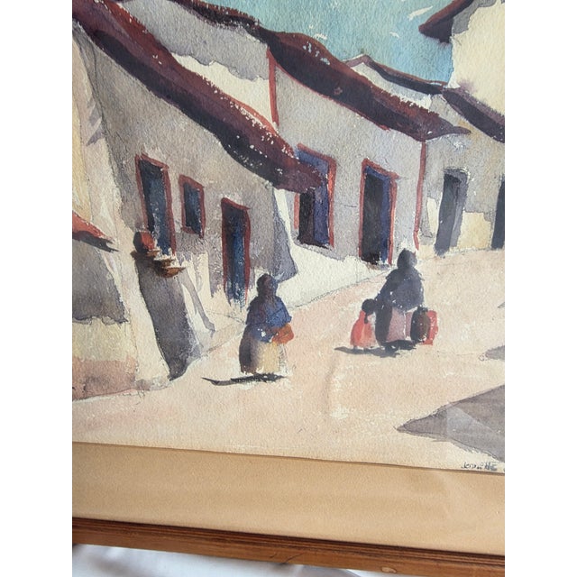 Mexican Street Scene Watercolor Painting by Juana Dominguez For Sale In San Antonio - Image 6 of 6