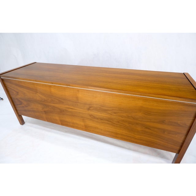 Mid-Century Modern Drexel Walnut Mid Century Modern Long Credenza Sliding Doors 5 Drawer File For Sale - Image 3 of 11
