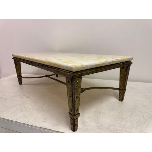 Beige Mid-Century Modern French Gilded Iron and Onyx Coffee Table, 1960s For Sale - Image 8 of 18