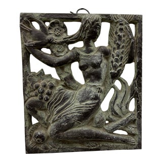 Vintage Art Deco Patinated Bronze Wall Relief Plaque For Sale