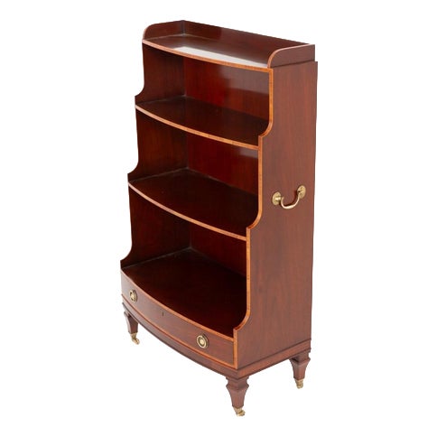 Regency Revival Open Front Waterfall Bookcase in Mahogany For Sale