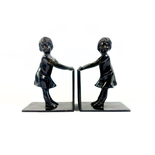 Art Deco Style Bronze Andrea Bookends from Sadek Import Co., 1960s, Set of 2 For Sale - Image 11 of 11