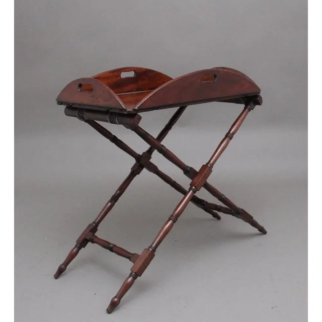 Brown Early 19th Century Mahogany Folding Butlers Tray on Stand, 1830s For Sale - Image 8 of 9