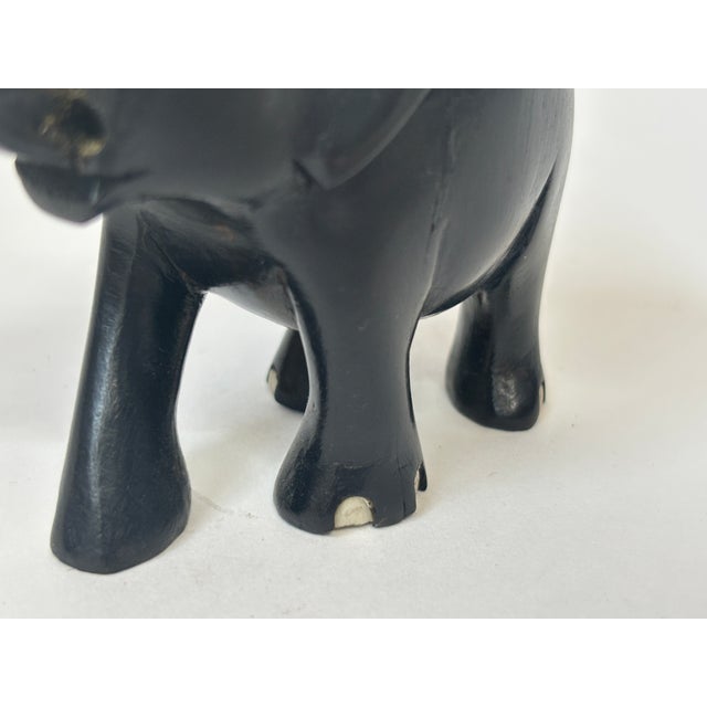 Black Antique Hand Carved Anglo-Indian Elephant Sculpture, Ebonized Wood For Sale - Image 8 of 14