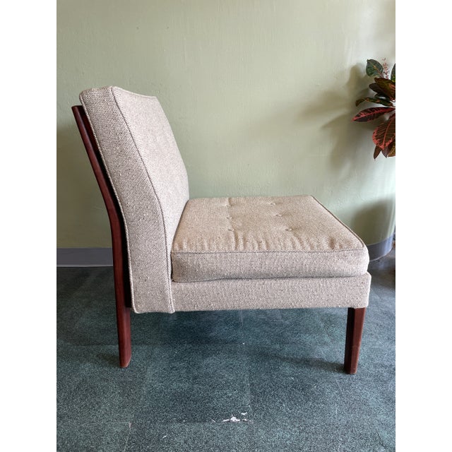 Mid-Century Modern 1960s Vintage Jens Risom Design Walnut Framed + Tufted Lounge Chair For Sale - Image 3 of 9