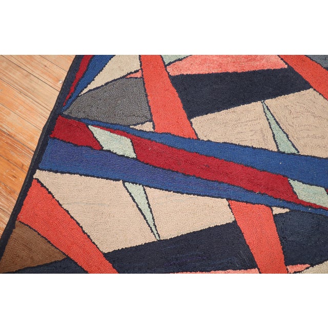 Textile Vintage Zabihi Collection American Hooked Abstract Scatter Square Rug - 2'11" x 3'2" For Sale - Image 7 of 8