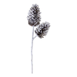 Flocked Snowy Pine Cone Spray (Set of 6) For Sale