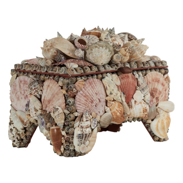 Vintage Seashell Encrusted Box Inbox For Sale
