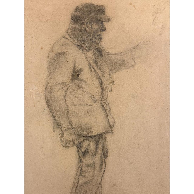 Pforr Heinrich, Just Fürstenheiner Standing Man with Hat Profile Sketch, 1890s, Pencil For Sale - Image 6 of 9
