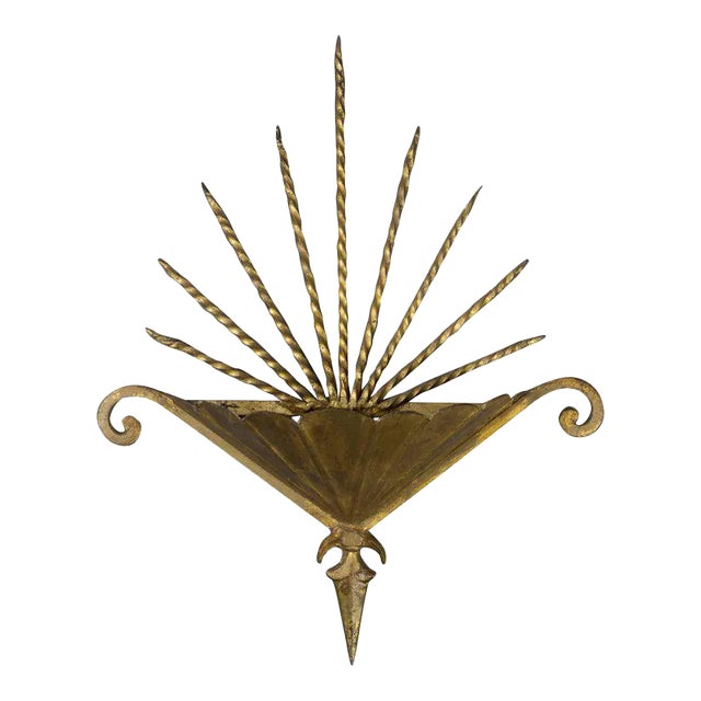 Large Spanish Gilt Metal Wall Light For Sale