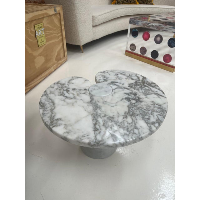 Arabescato marble side table designed by Angelo Mangiarotti. The table belong to the "Eros" series that he designed for...