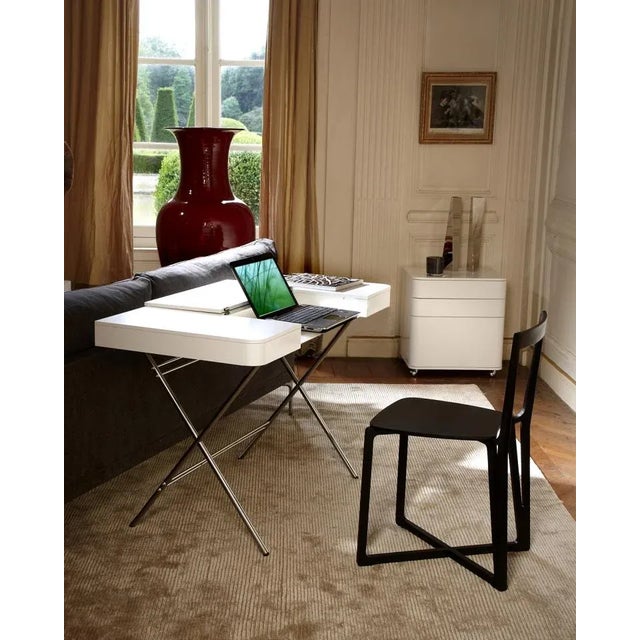 Cosimo Desk with White Mat Lacquered Top & Chrome Frame by Marco Zanuso Jr. for Adentro, 2017 For Sale - Image 11 of 14