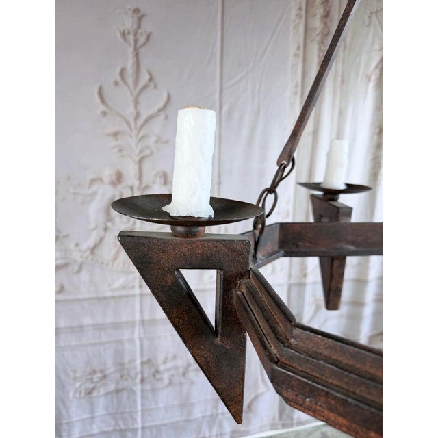 20th Century Spanish Style Wrought Iron Chandelier 6-Light For Sale - Image 4 of 10