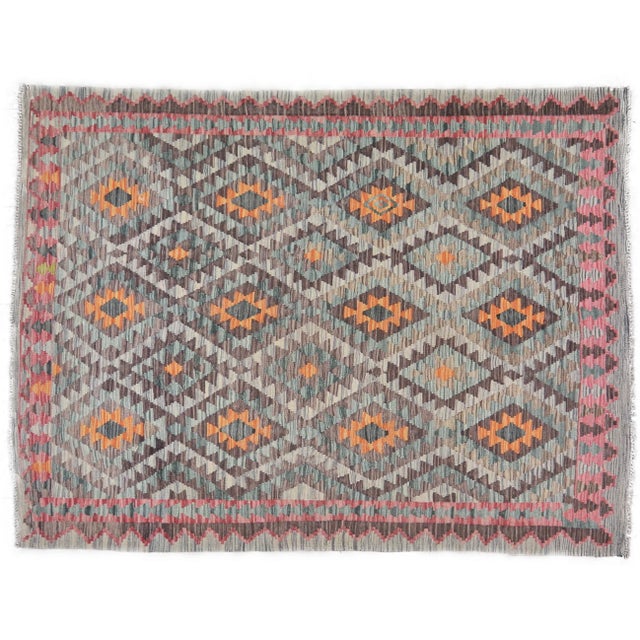 1990s Vintage Afghan Hand Made Organic Wool Maimana Kilim,4'9"x6'4" For Sale - Image 5 of 5