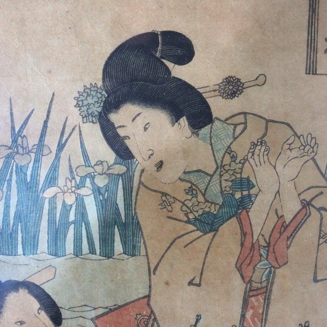 Japanese Antique Japanese Fusatane's Wood Block Print “The Shining Prince With Companion" For Sale - Image 3 of 8