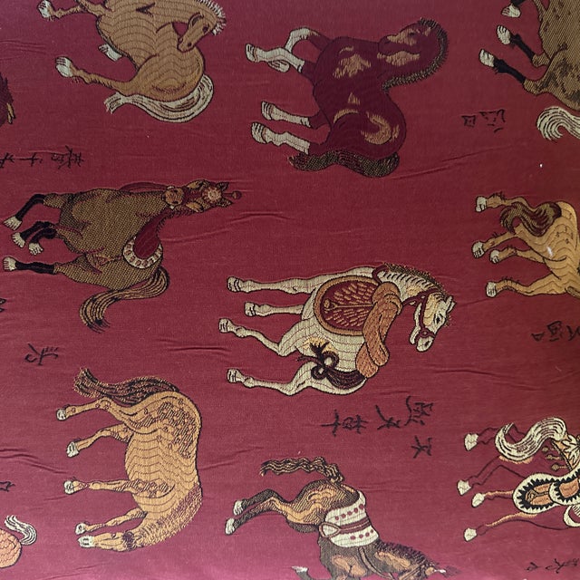 Handcrafted decorative pillow case. Double sided horses patterns, beige, brown prints with a burgundy background, 18”X18”,...