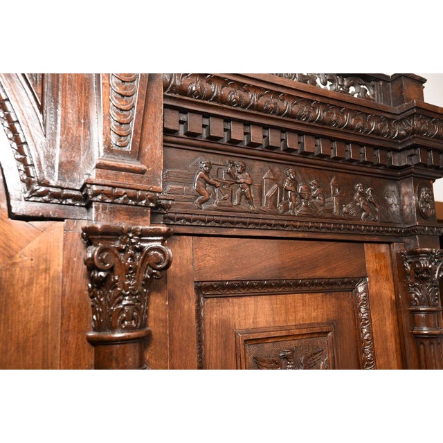 Wood Carved Walnut Cabinet from Sellerio Giuseppe Milano For Sale - Image 7 of 18