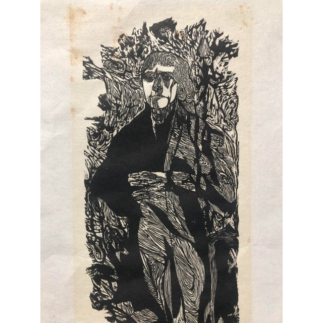 1963 Jacob Landau Thomas Jefferson Woodcut For Sale - Image 4 of 7