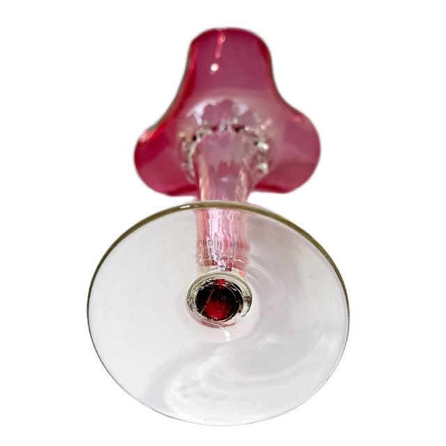 Victorian Antique Victorian Cranberrry Hand Blown Glass Epergne Frilled Vase For Sale - Image 3 of 3