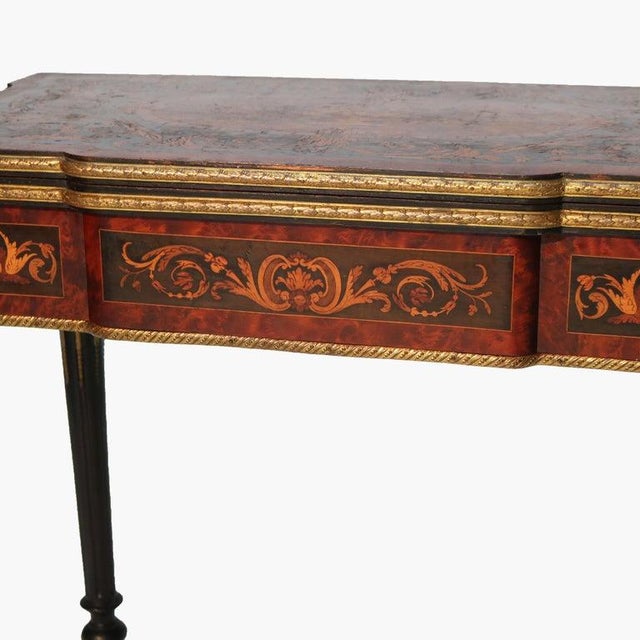 French Antique French Ebonized, Ormolu & Inlay Card Table C1880 For Sale - Image 3 of 18
