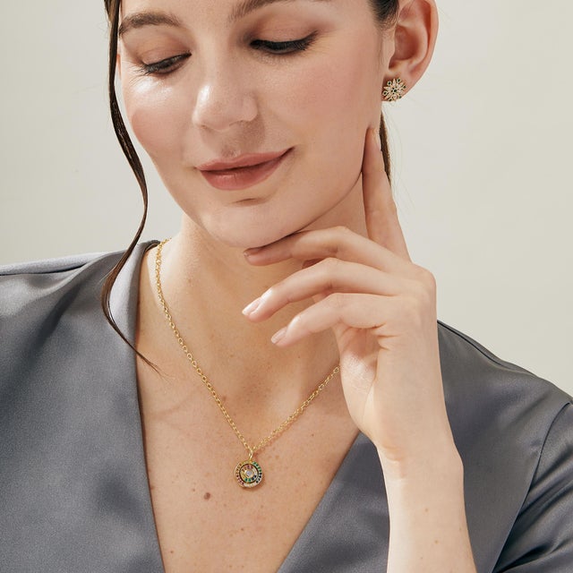 Contemporary Syna Yellow Gold Rainbow Reversible Pendant with Multi Gem and Diamonds For Sale - Image 3 of 4