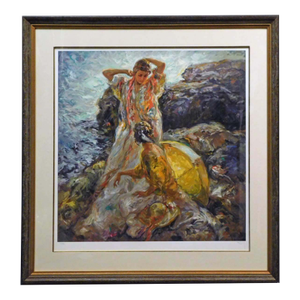 Royo "Cala en Mallorca" Spain, Hand Signed & Numbered Art, Ocean Flower #70/225