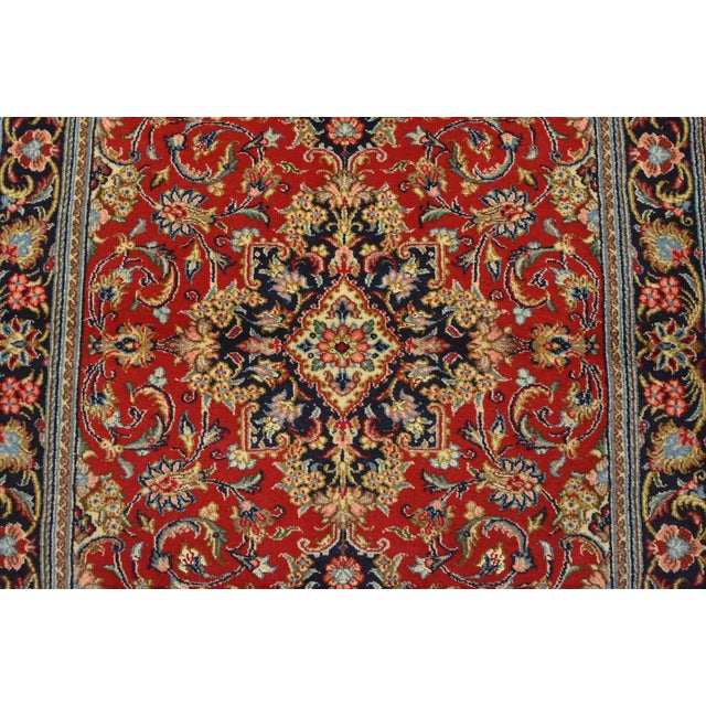 2000 - 2009 Fine Qom Rug 3’5” X 4’10” Red Wool/Silk Traditional Hand-Knotted Carpet For Sale - Image 5 of 12