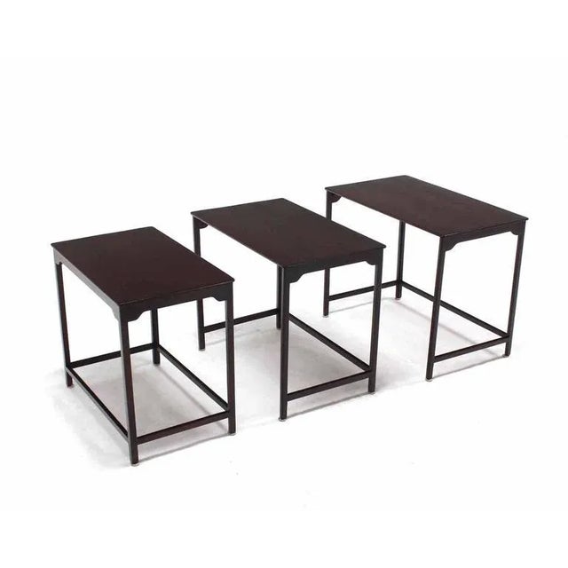 Wood Vintage Mid Century Dunbar Nesting Tables- Set of 3 For Sale - Image 7 of 9