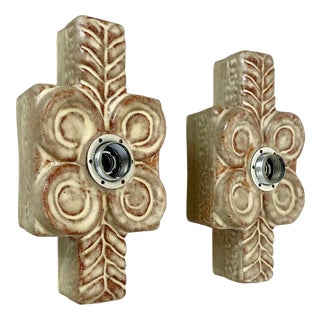 Vintage Ceramic Fat Lava Wall Lights from Pan Ceramics, Germany, 1970s, Set of 2 For Sale