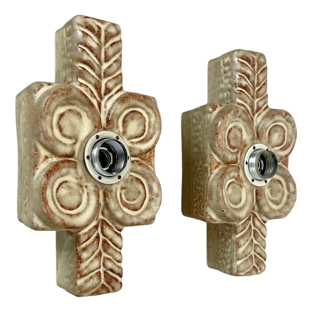 Vintage Ceramic Fat Lava Wall Lights from Pan Ceramics, Germany, 1970s, Set of 2 For Sale